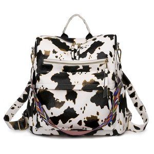 Convertible Guitar Strap Backpack- Tan Cow Print